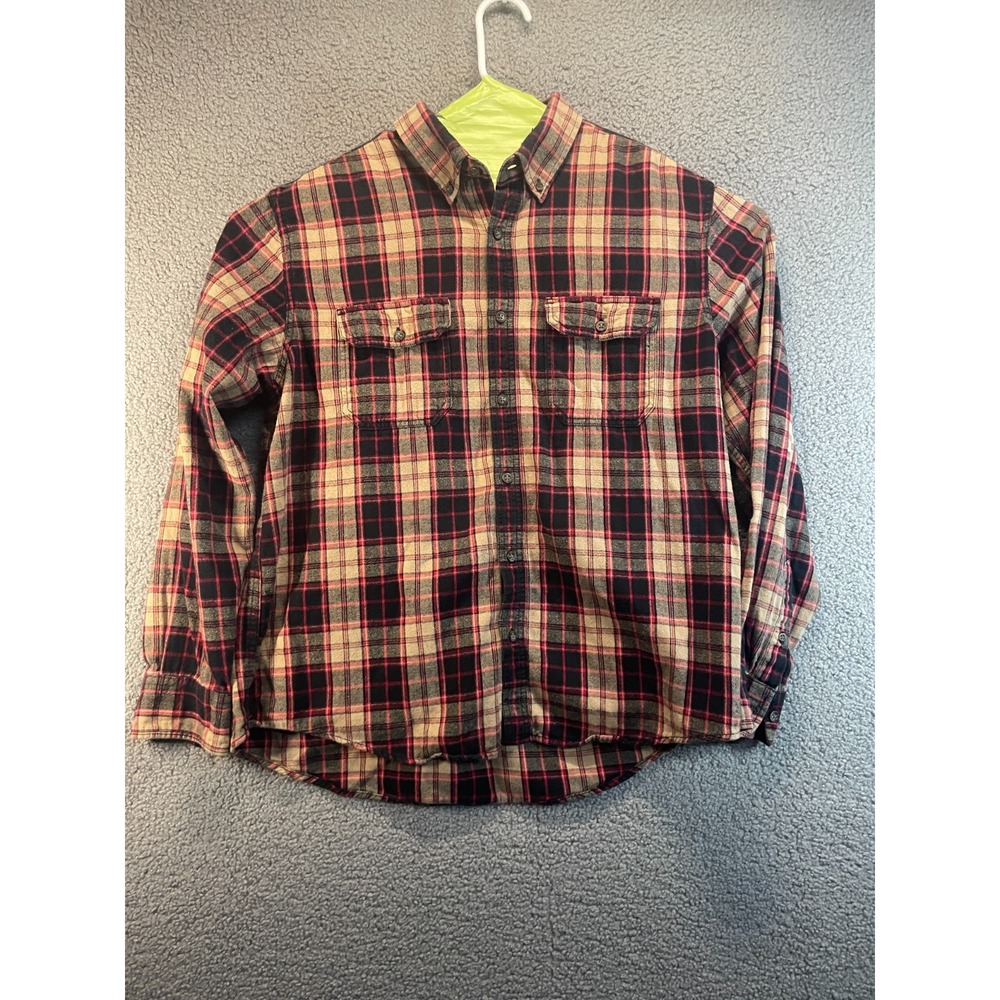 Faded Glory red and black plaid button-up shirt Large